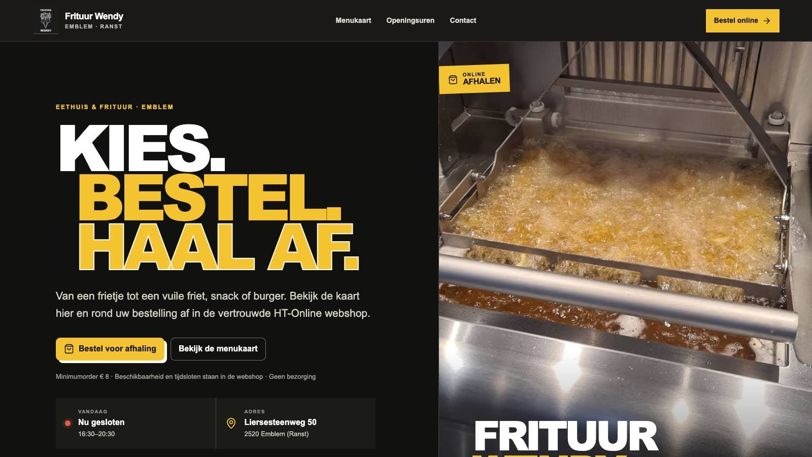 De website van Frituur Wendy